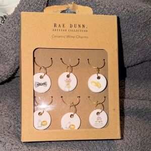 Rae Dunn Artisan Collection Ceramic Wine Charms with Gold Accents